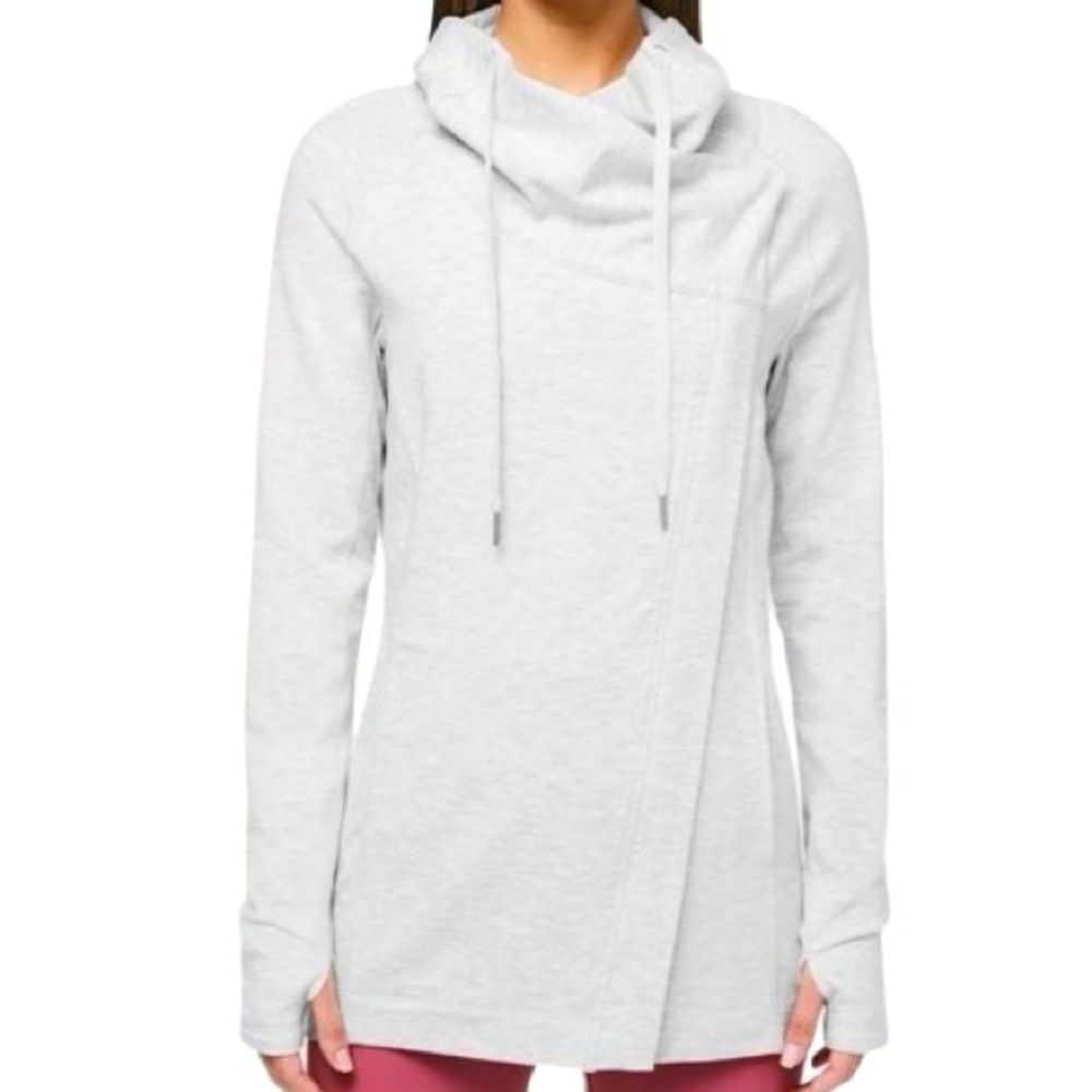 Lululemon Coast Easy Wrap Jacket Heathered Gray Size 4 Modal French Terry